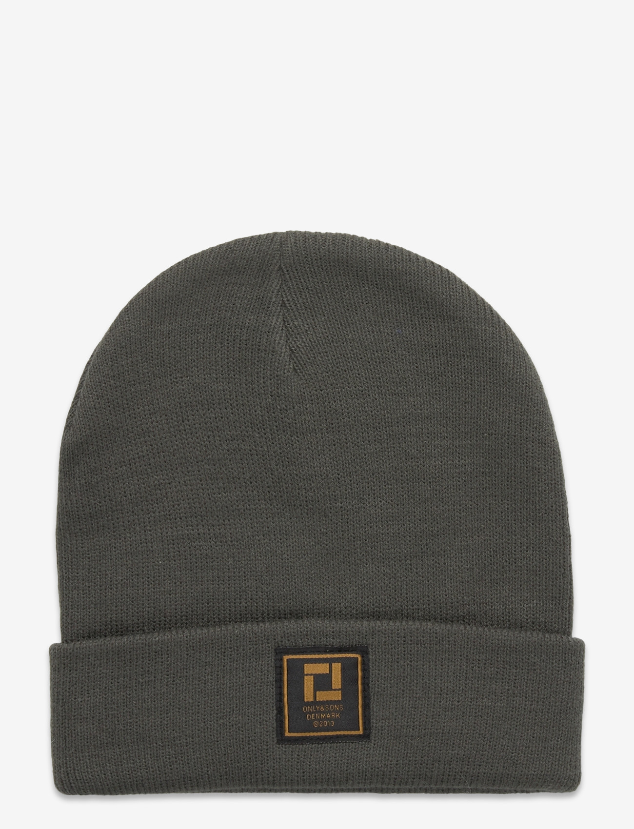 ONLY & SONS - OSJISAAC FLAT KNIT LOGO BEANIE ACC - beanies - castor gray - 0