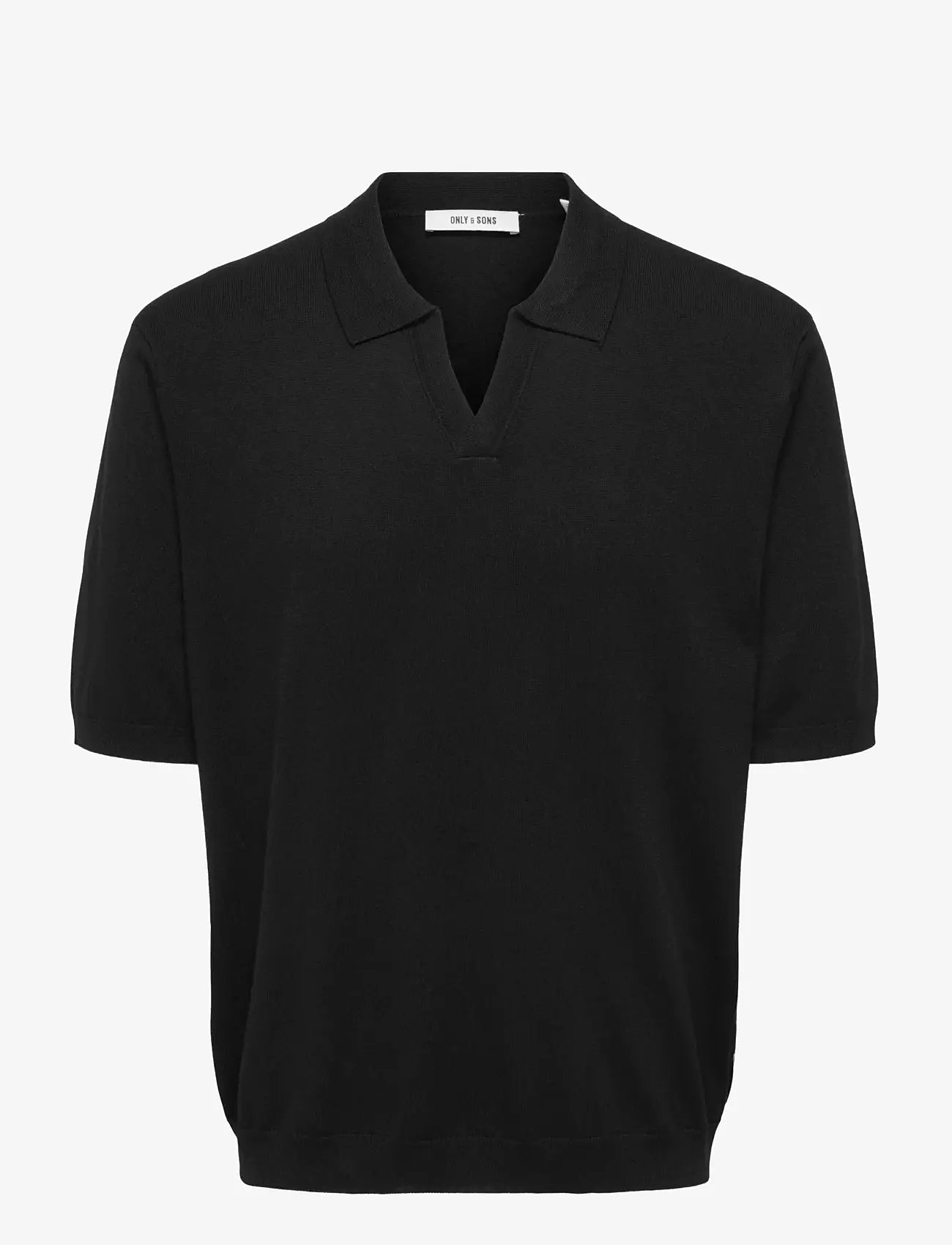 ONLY & SONS - ONSWYLER LIFE RLX 12 SS SPLIT KNIT NOOS - polostrik - black - 1