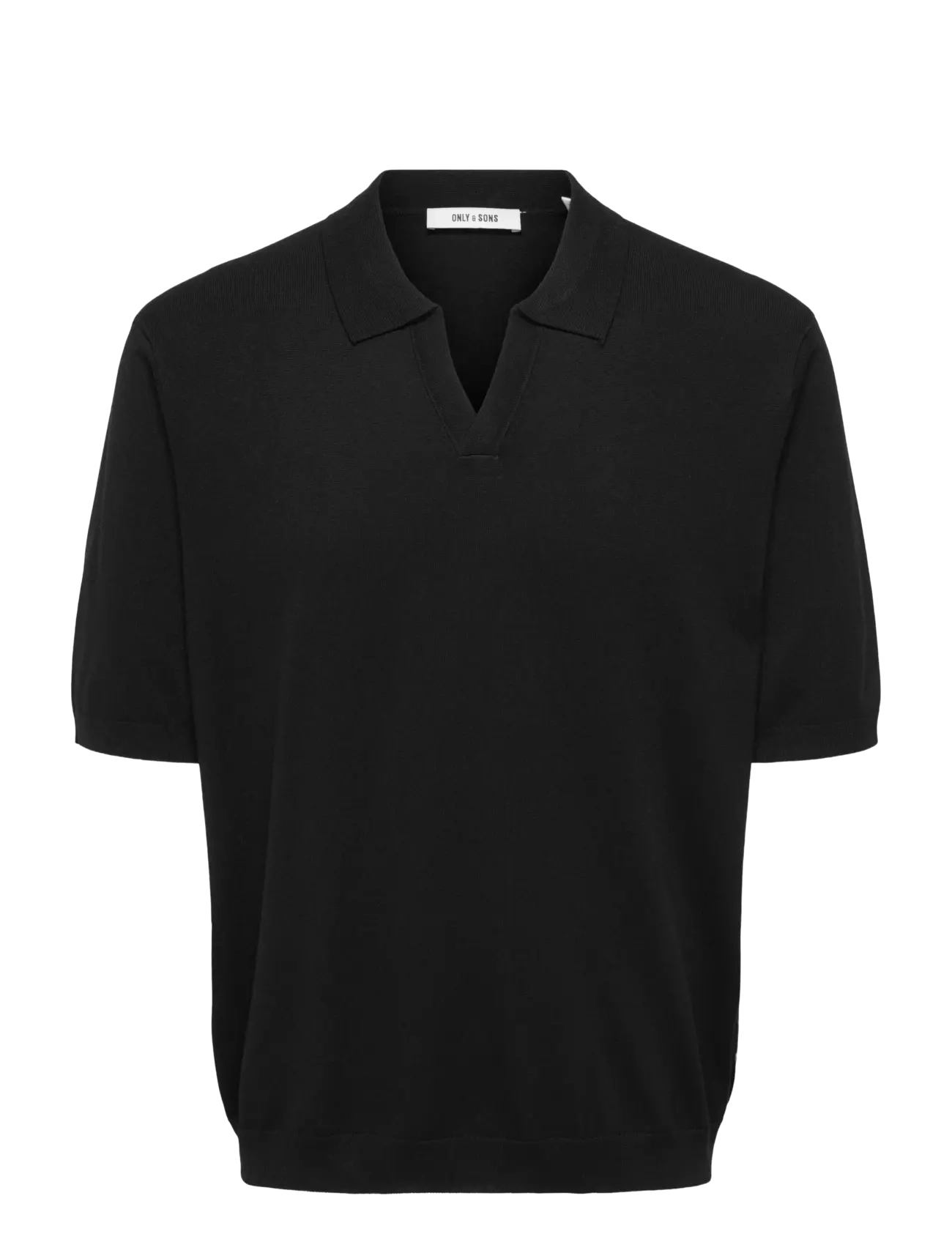 ONLY & SONS ONSWYLER LIFE RLX 12 SS SPLIT KNIT NOOS - ONLY & SONS - BLACK / black