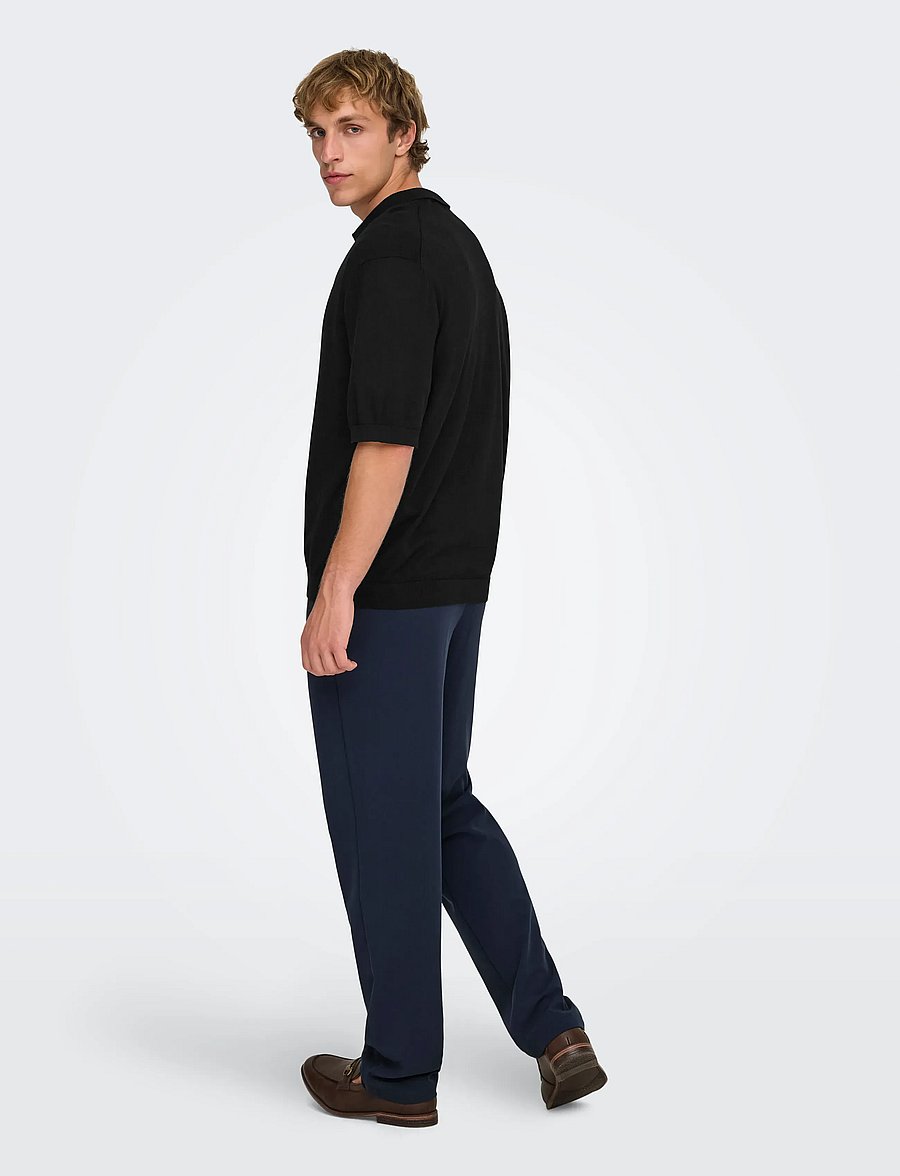 ONLY & SONS - ONSWYLER LIFE RLX 12 SS SPLIT KNIT NOOS - polos en tricot - black - 3