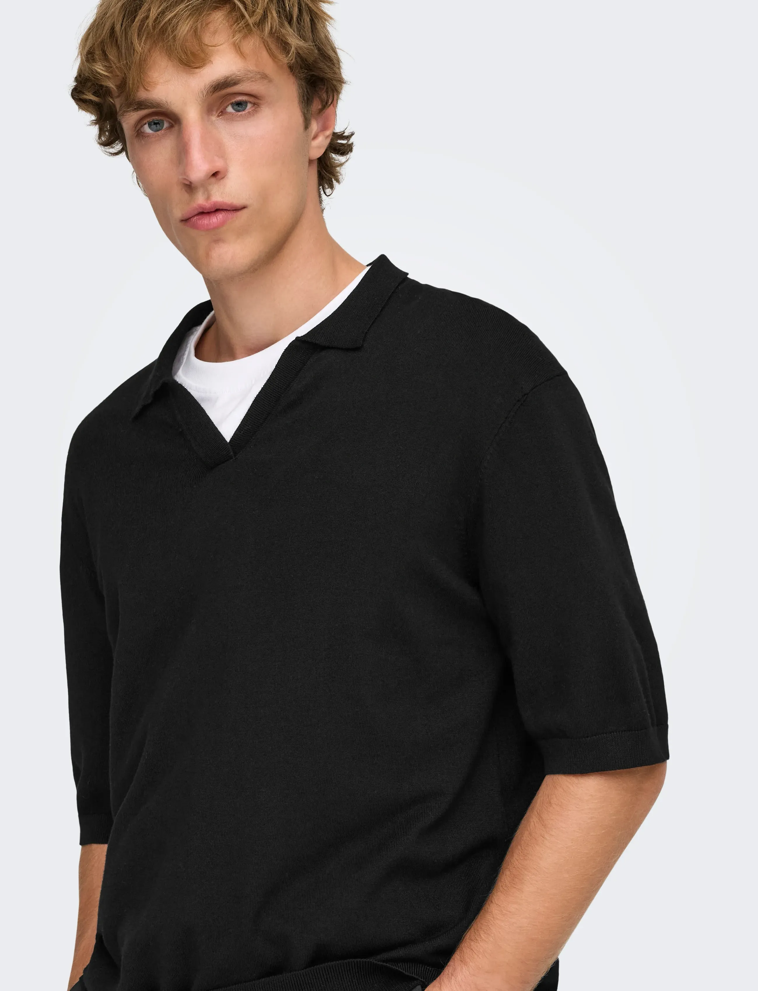 ONLY & SONS Onswyler Life Rlx 12 Ss Split Knit Noos pikéer herr – bild 5