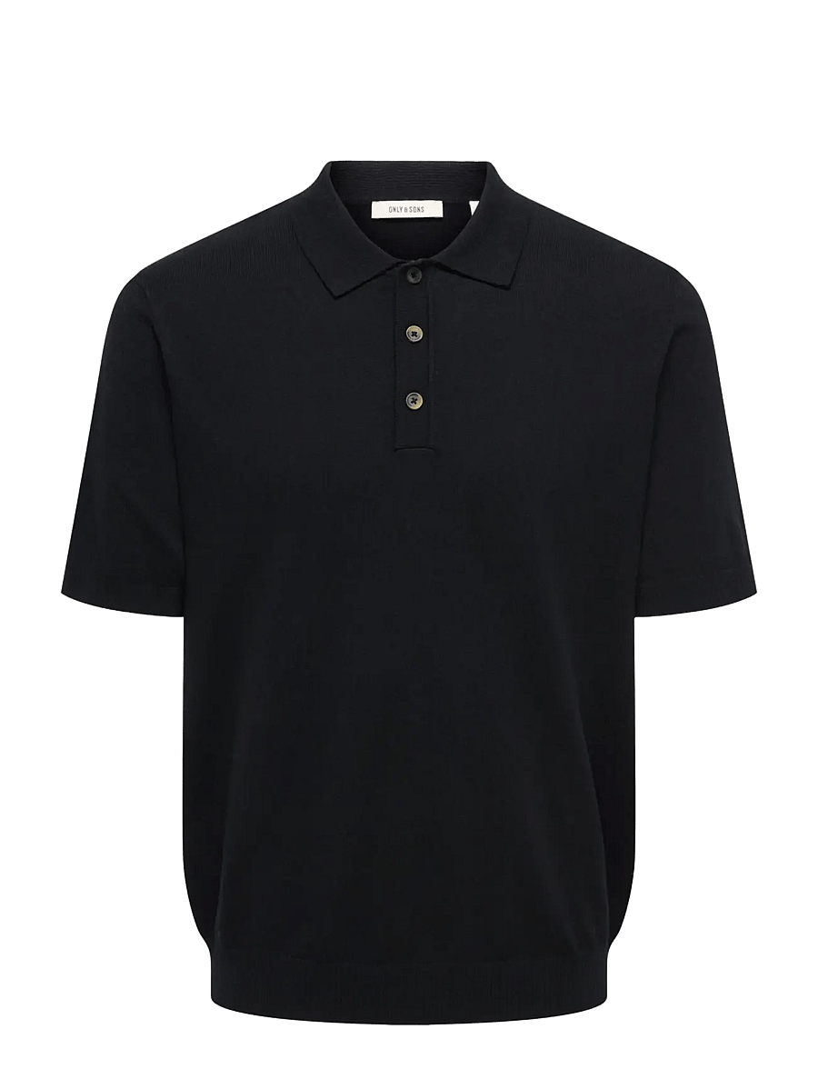 ONLY & SONS - ONSLOUI REG 12 SS MEL POLO KNIT NOOS - polostrik - black - 1