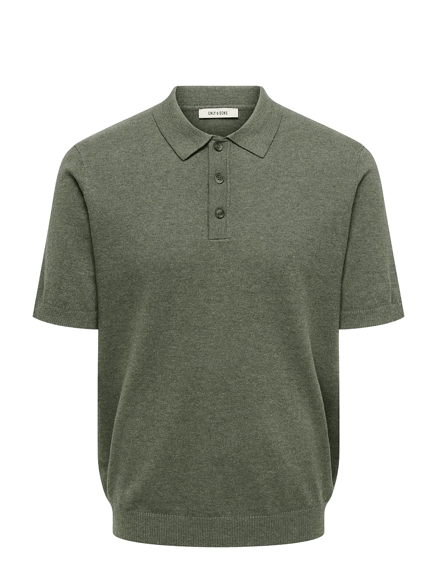 ONLY & SONS - ONSLOUI REG 12 SS MEL POLO KNIT NOOS - langärmlige strick-polohemden - castor gray - 1