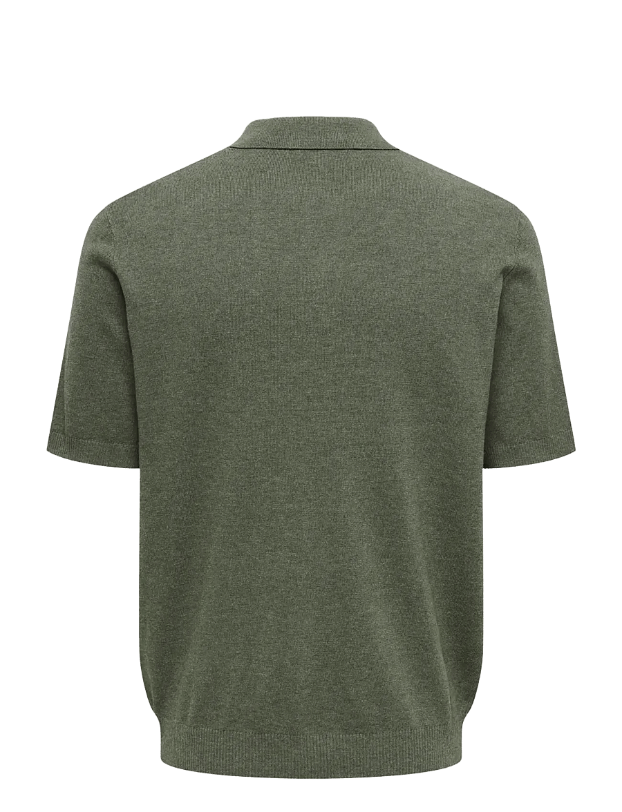 ONLY & SONS - ONSLOUI REG 12 SS MEL POLO KNIT NOOS - langärmlige strick-polohemden - castor gray - 2
