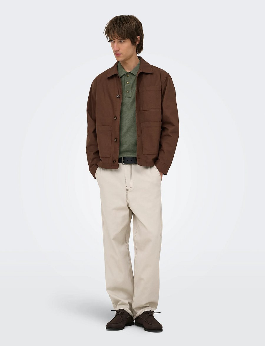 ONLY & SONS - ONSLOUI REG 12 SS MEL POLO KNIT NOOS - langärmlige strick-polohemden - castor gray - 4