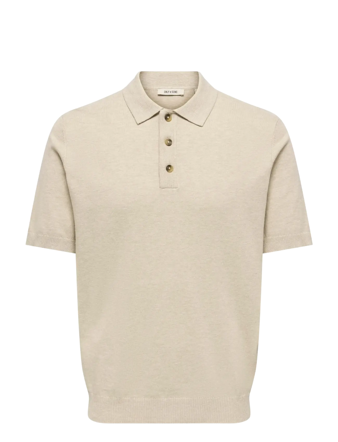 ONLY & SONS Onsloui Reg 12 Ss Mel Polo Knit Noos Beige - S - Herren