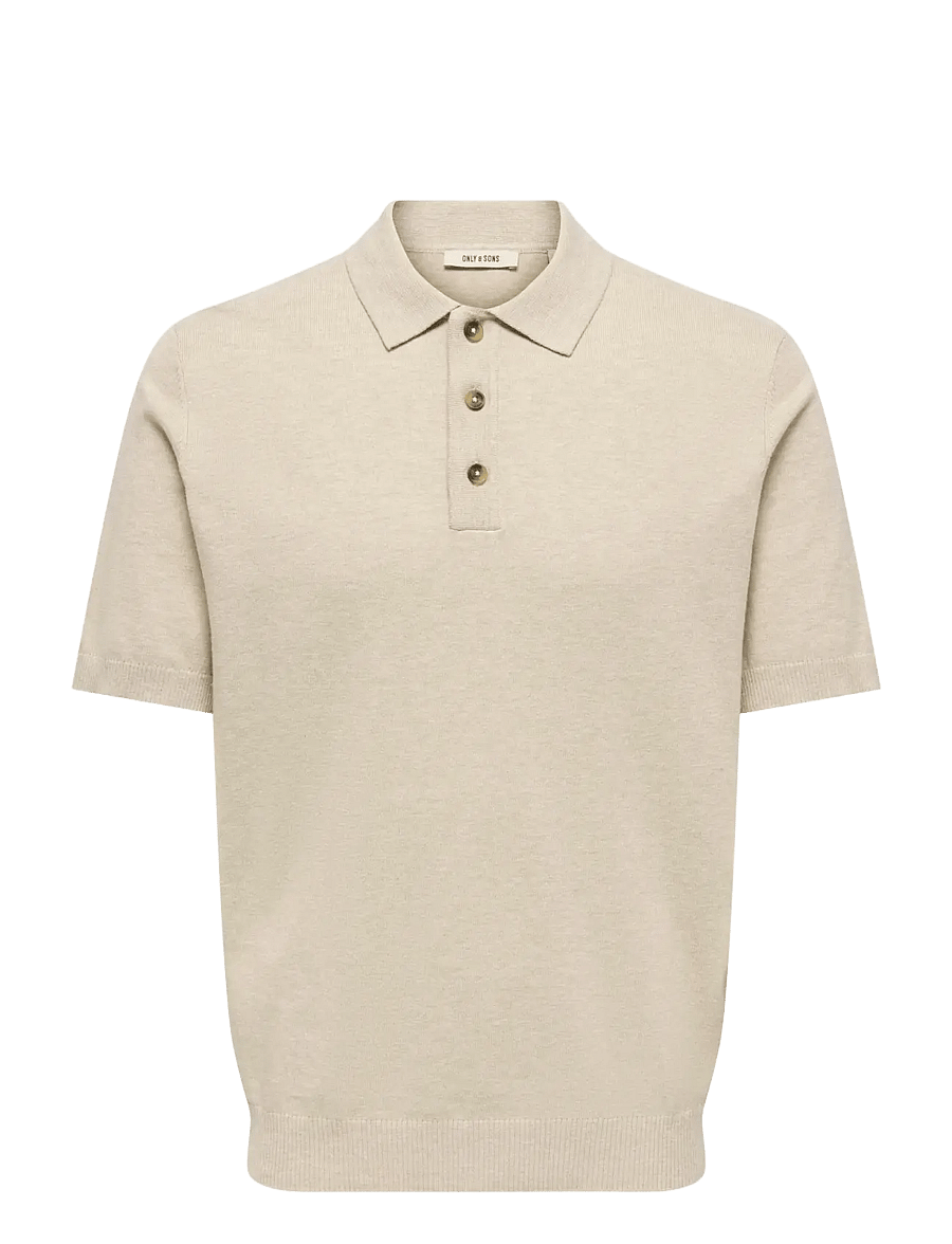 ONLY & SONS - ONSLOUI REG 12 SS MEL POLO KNIT NOOS - polostrik - oatmeal - 1