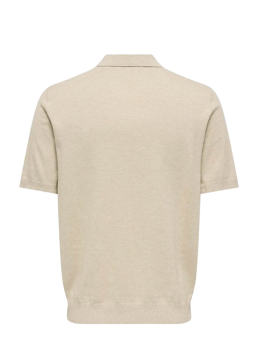 ONLY & SONS - ONSLOUI REG 12 SS MEL POLO KNIT NOOS - polostrik - oatmeal - 2