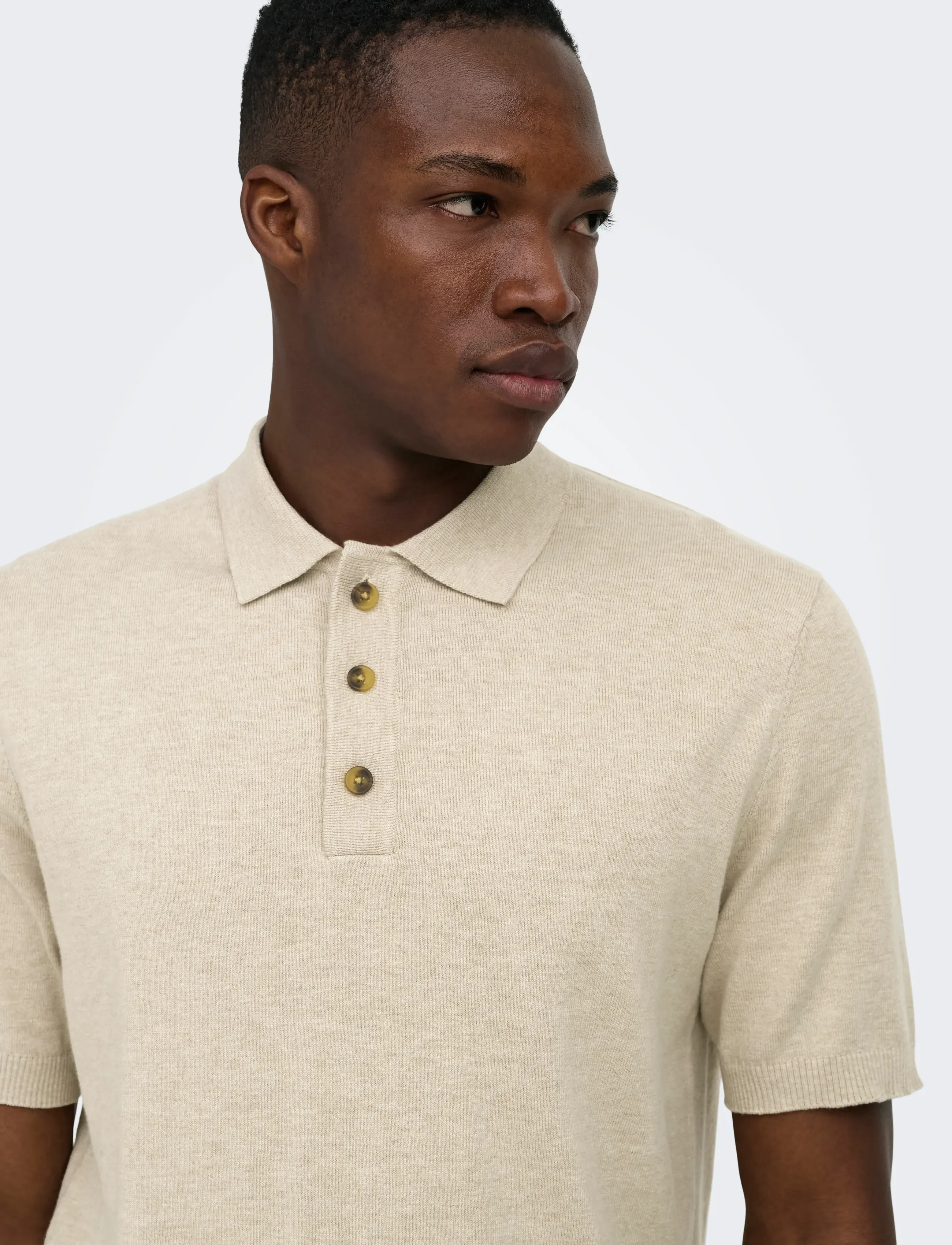 ONLY & SONS - ONSLOUI REG 12 SS MEL POLO KNIT NOOS - polostrik - oatmeal - 5