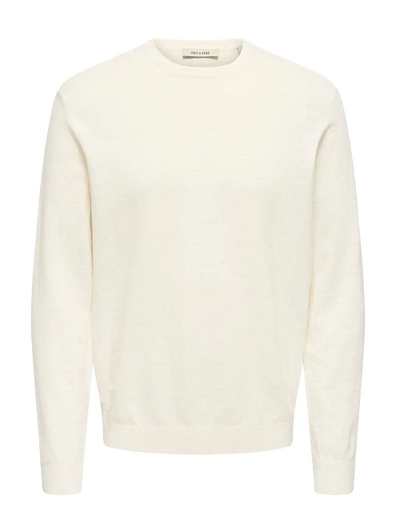 ONLY & SONS - ONSTIM REG LS LINEN CREW KNIT NOOS - rundhals - cloud dancer - 0