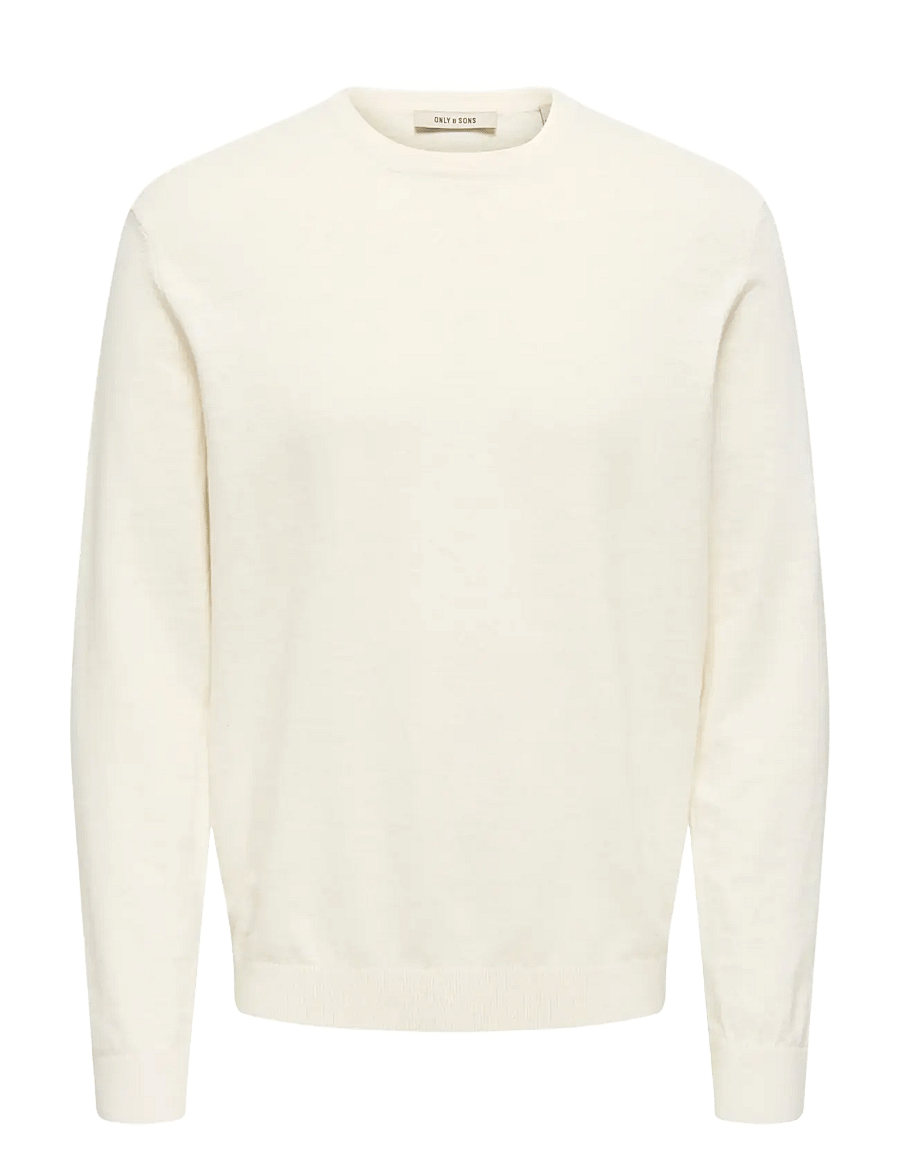ONLY & SONS - ONSTIM REG LS LINEN CREW KNIT NOOS - rundhals - cloud dancer - 0