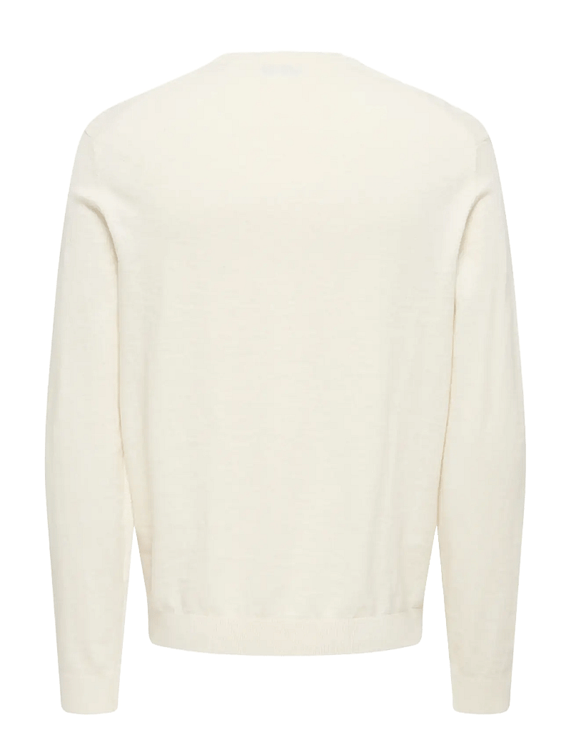 ONLY & SONS - ONSTIM REG LS LINEN CREW KNIT NOOS - rundhals - cloud dancer - 1