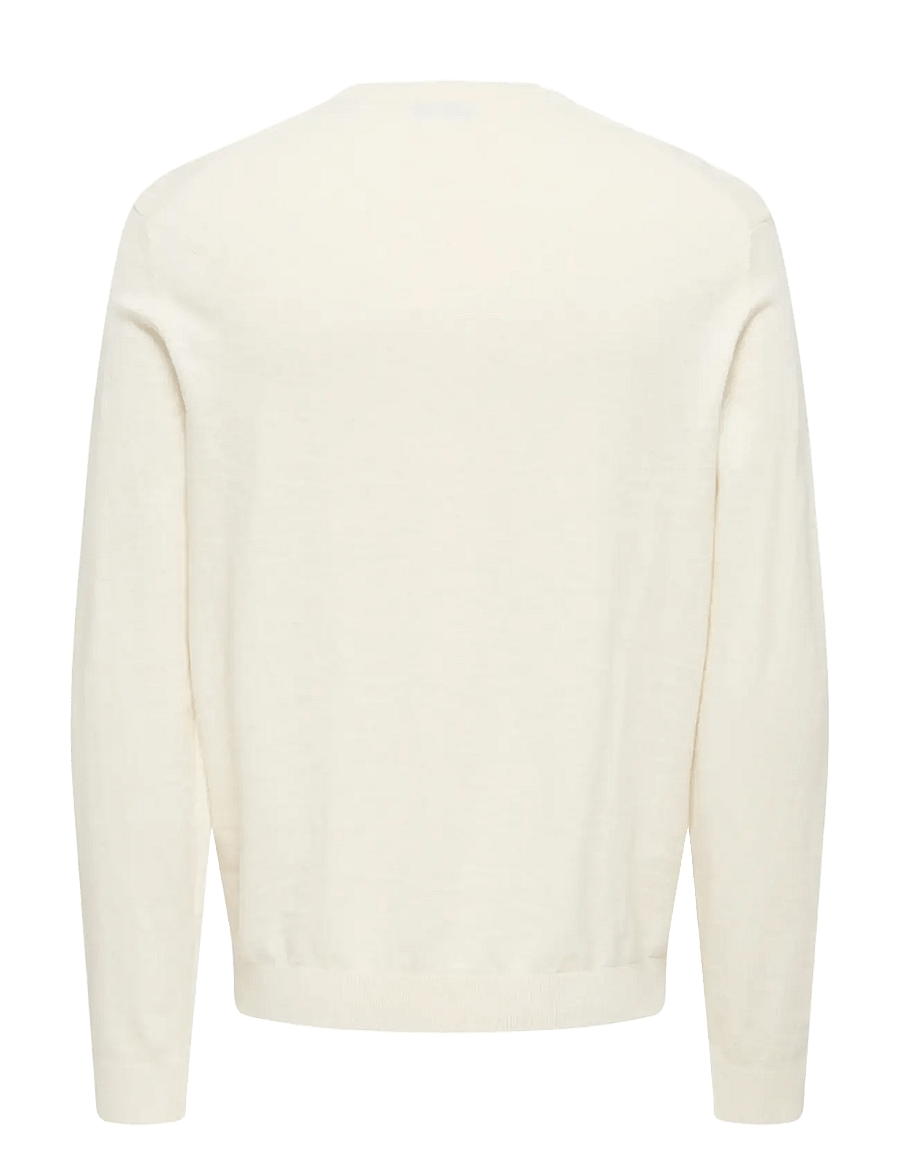 ONLY & SONS - ONSTIM REG LS LINEN CREW KNIT NOOS - rundhals - cloud dancer - 1