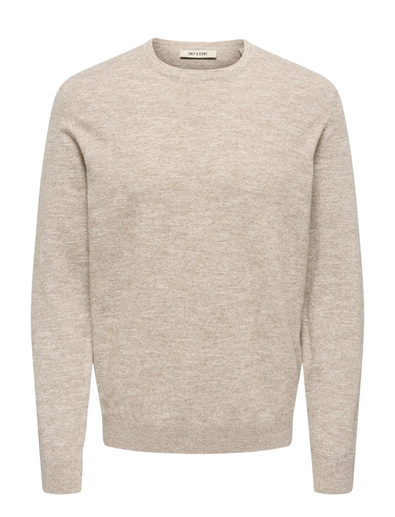 ONSTIM REG LS LINEN CREW KNIT NOOS - DESERT TAUPE