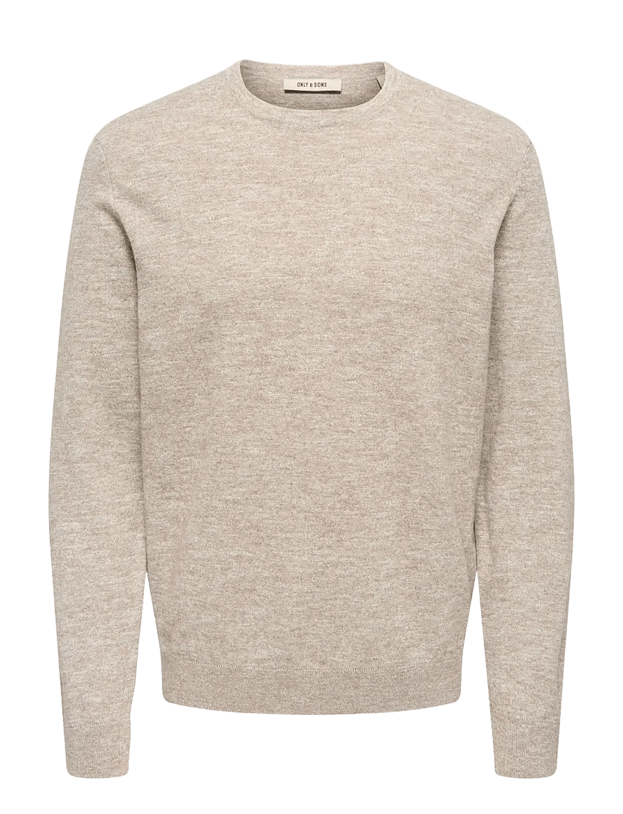 ONLY & SONS - ONSTIM REG LS LINEN CREW KNIT NOOS - rundhals - desert taupe - 0