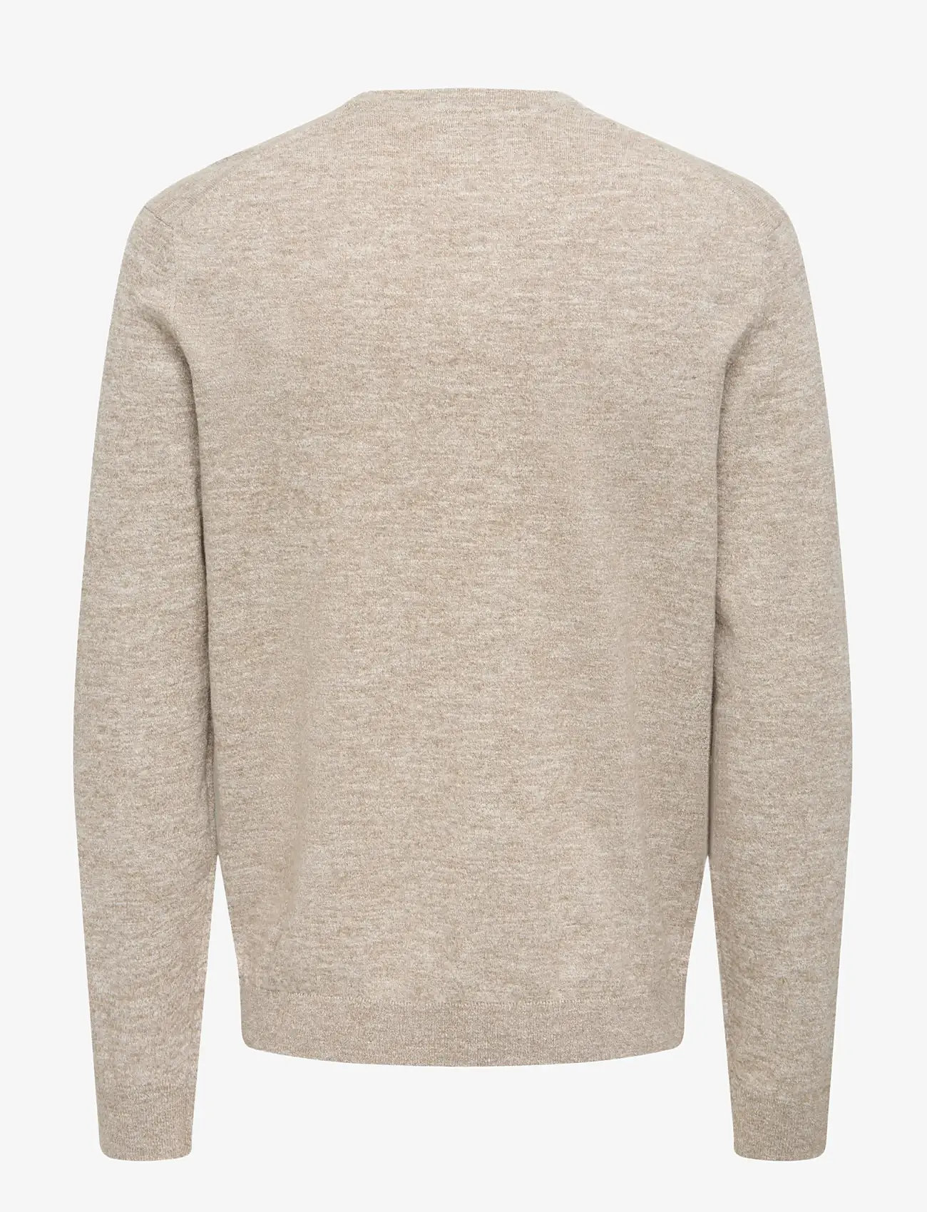 ONLY & SONS - ONSTIM REG LS LINEN CREW KNIT NOOS - round necks - desert taupe - 1