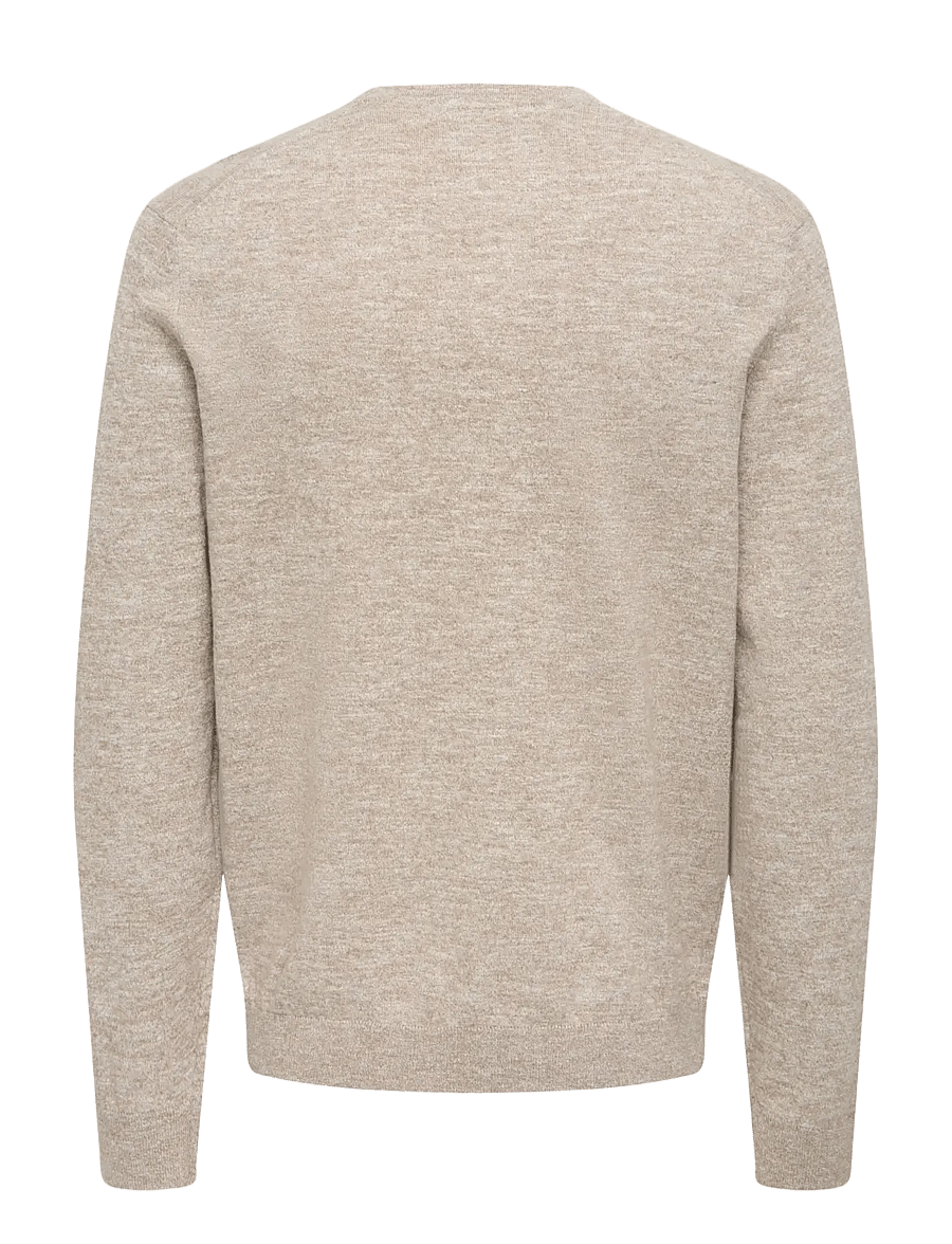 ONLY & SONS - ONSTIM REG LS LINEN CREW KNIT NOOS - rundhals - desert taupe - 1