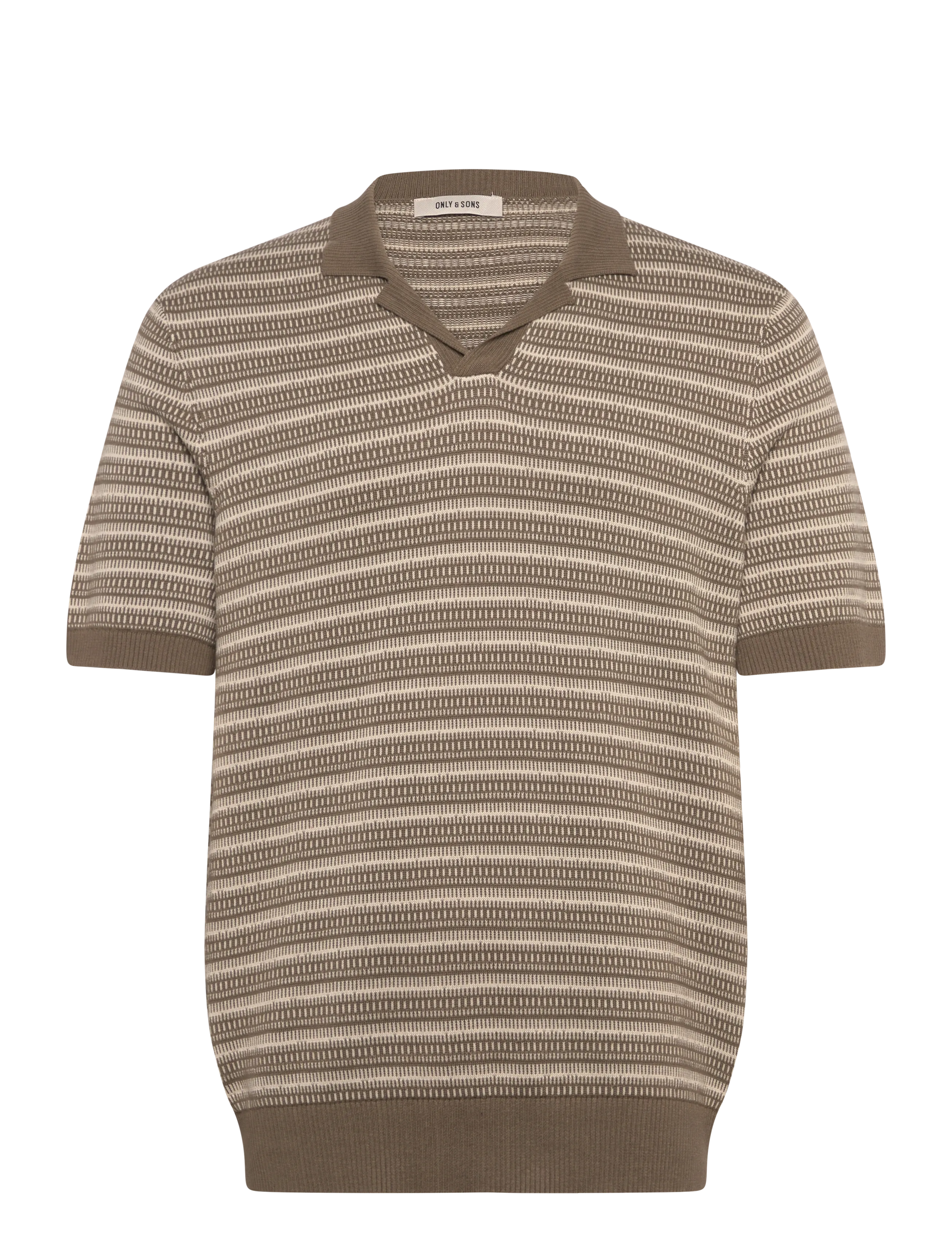 ONLY & SONS ONSTILO LIFE REG SS SPLIT NECK KNIT NOOS - Clothing - BUNGEE CORD / brown