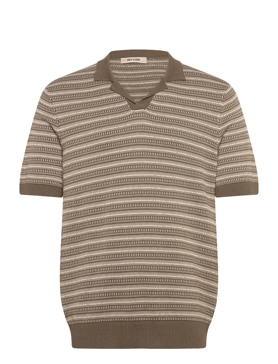 ONLY & SONS - ONSTILO REG SS SPLIT NECK KNIT NOOS - langärmlige strick-polohemden - bungee cord - 0