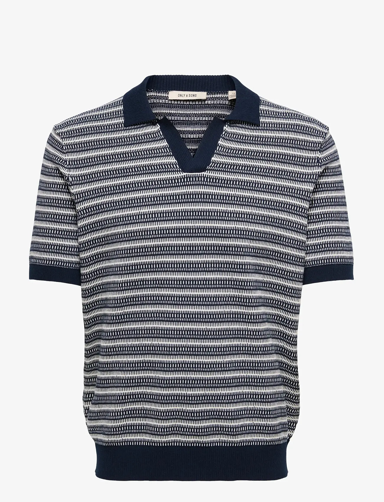 ONLY & SONS - ONSTILO REG SS SPLIT NECK KNIT NOOS - gestrickte polohemden - dark sapphire - 1