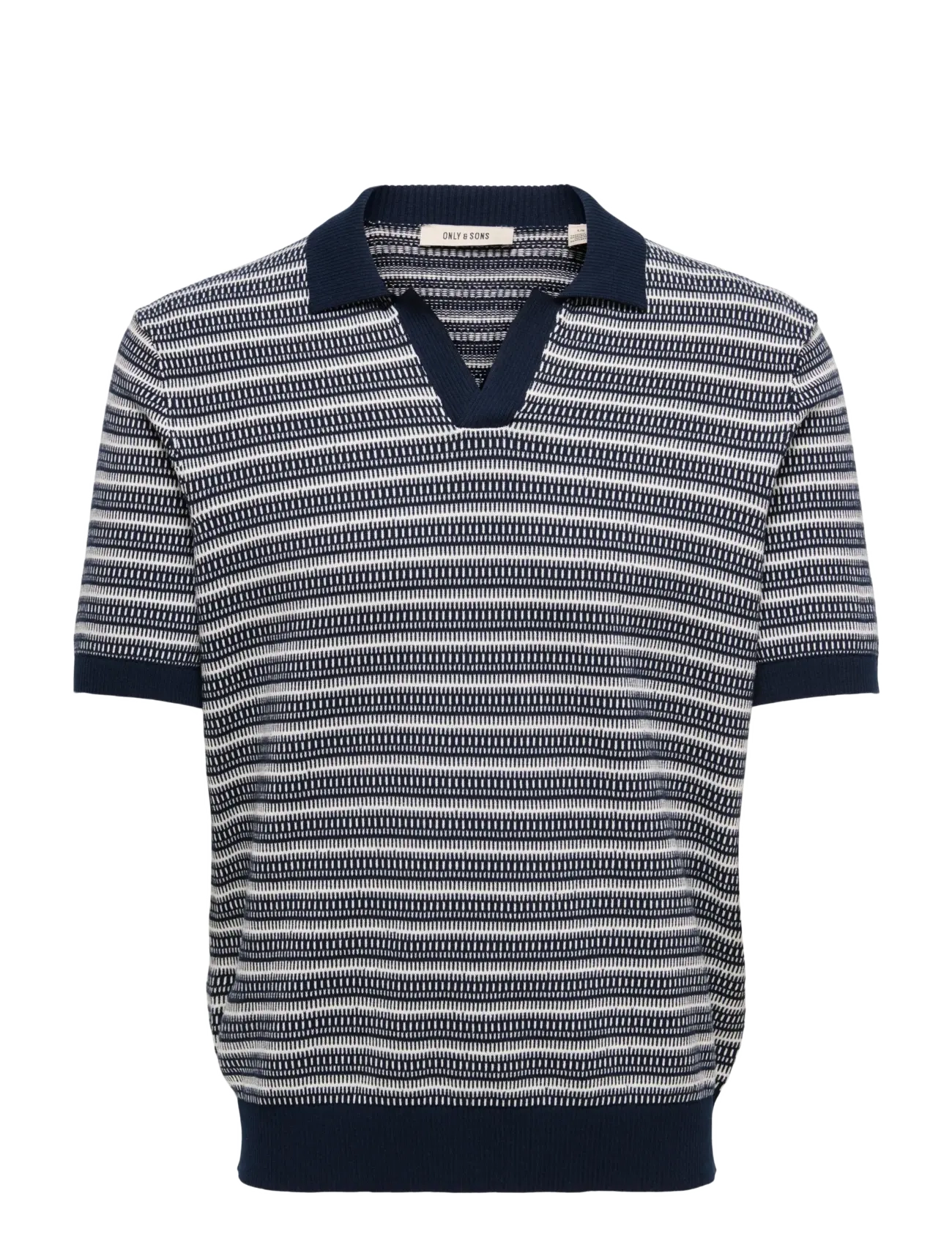 ONLY & SONS ONSTILO LIFE REG SS SPLIT NECK KNIT NOOS - Kudumid - DARK SAPPHIRE / navy