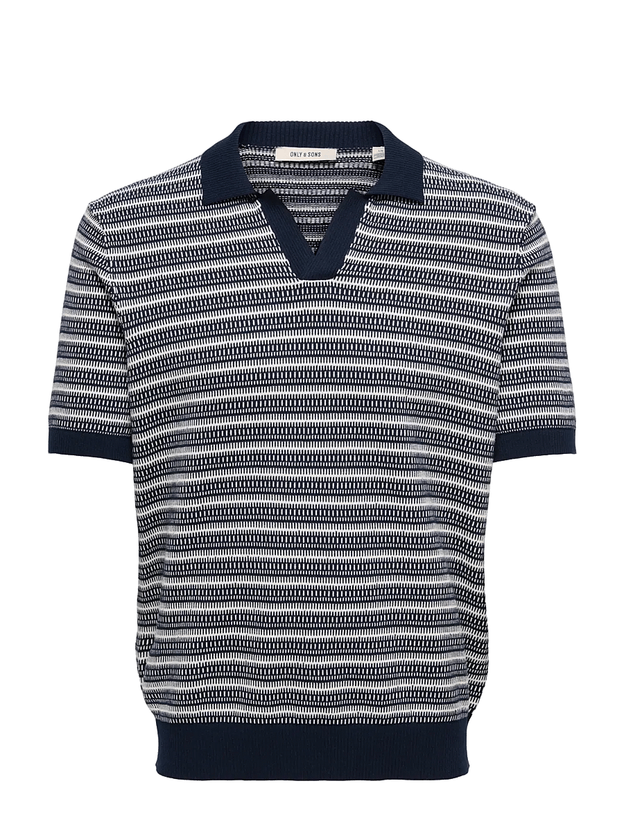 ONLY & SONS - ONSTILO REG SS SPLIT NECK KNIT NOOS - kootud polosärgid - dark sapphire - 1