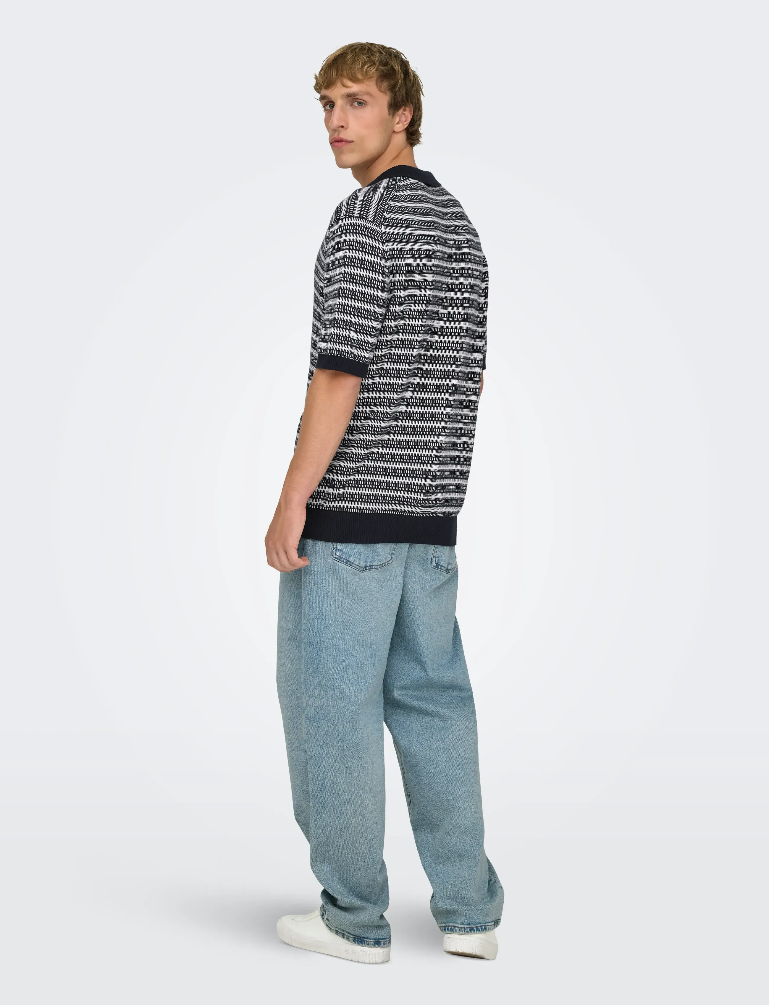 ONLY & SONS - ONSTILO REG SS SPLIT NECK KNIT NOOS - megztiniai - dark sapphire - 3