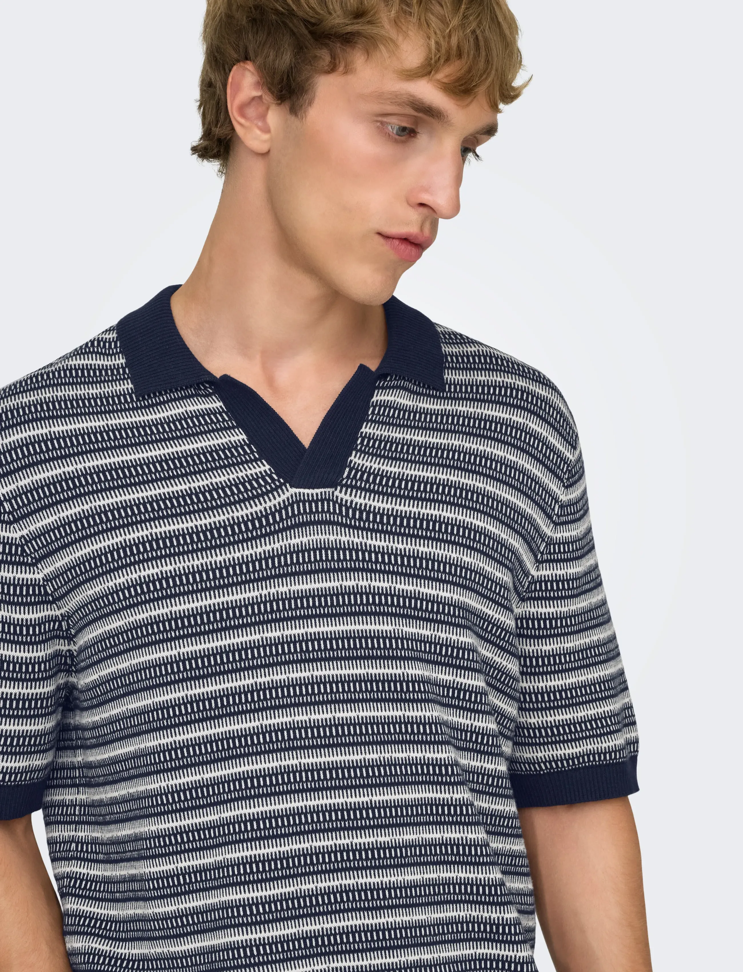 ONLY & SONS Onstilo Life Reg Ss Split Neck Knit Noos pikéer herr – bild 5