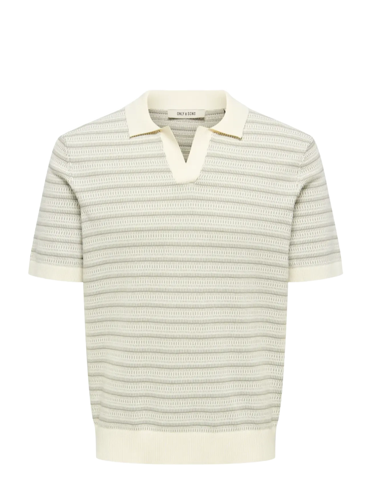 ONLY & SONS ONSTILO LIFE REG SS SPLIT NECK KNIT NOOS - Kudumid - GARDENIA / cream