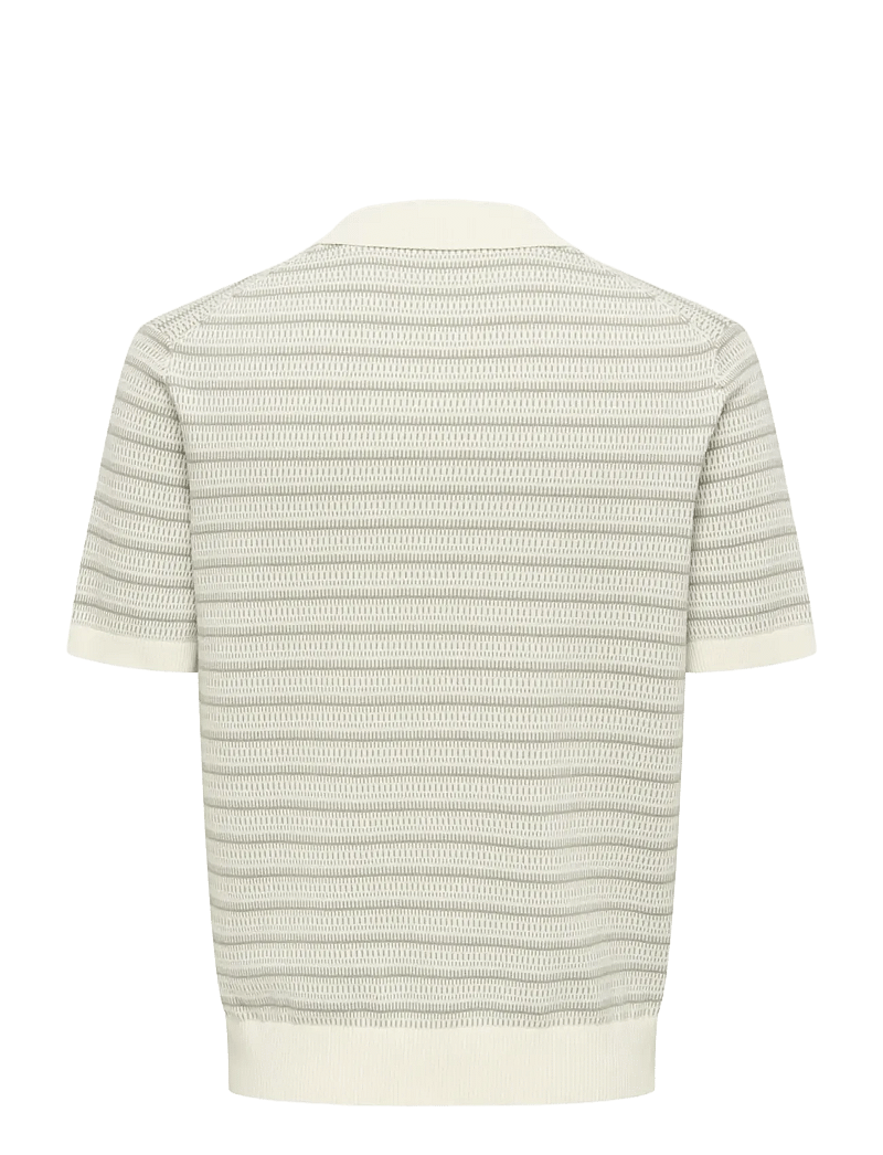 ONLY & SONS - ONSTILO LIFE REG SS SPLIT NECK KNIT NOOS - kootud polosärgid - gardenia - 2