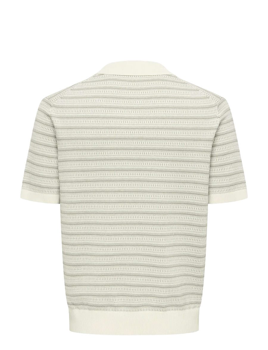 ONLY & SONS - ONSTILO REG SS SPLIT NECK KNIT NOOS - kootud polosärgid - gardenia - 2