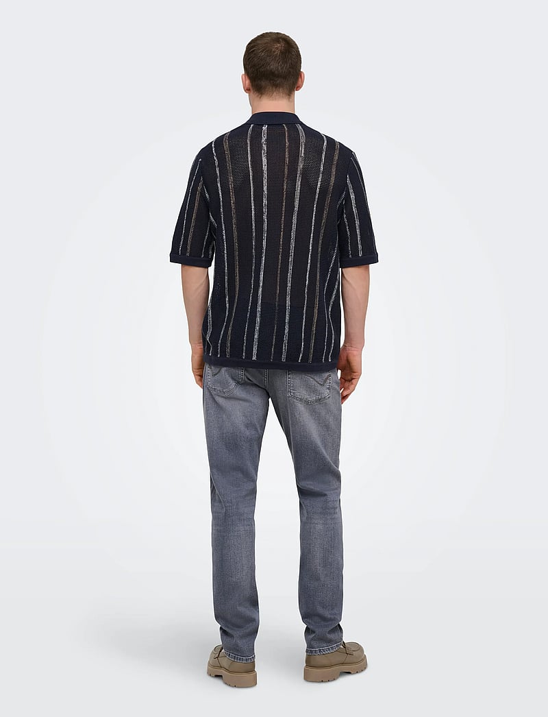 ONLY & SONS - ONSTOBBY LIFE RLX SS SHIRT KNIT NOOS - polos en tricot - dark sapphire - 3