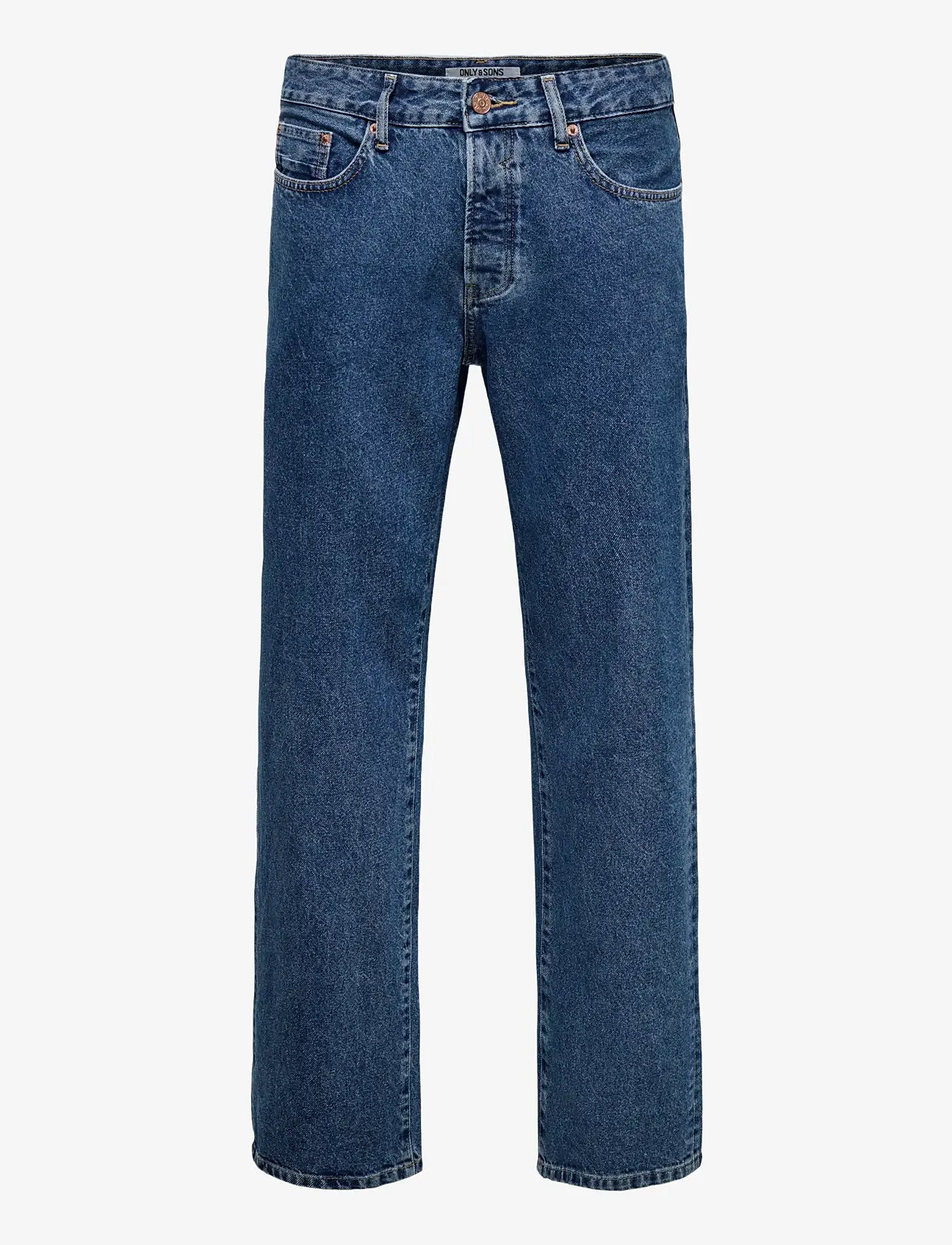 ONLY & SONS ONSEDGE STRAIGHT BOX TAI DNM NOOS - Regular jeans - DARK MEDIUM BLUE DENIM / blue