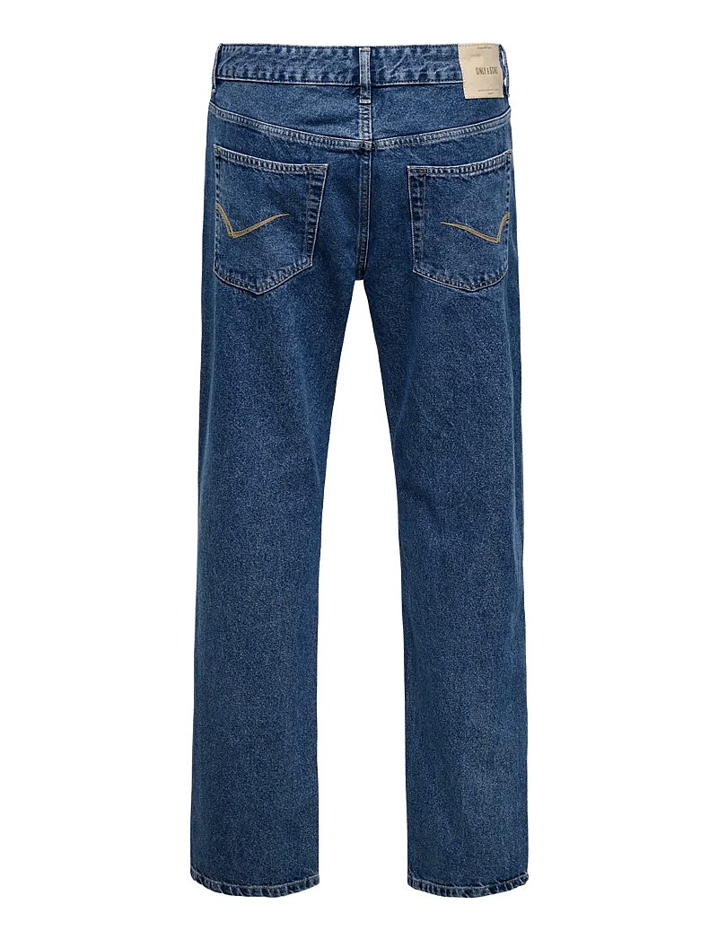 ONLY & SONS - ONSEDGE STRAIGHT BOX TAI DNM NOOS - regular jeans - dark medium blue denim - 1