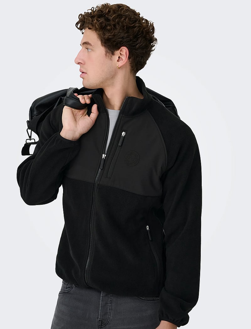 ONLY & SONS - ONSCHUCK FLEECE JACKET OTW - hybrid-jacken - black - 4