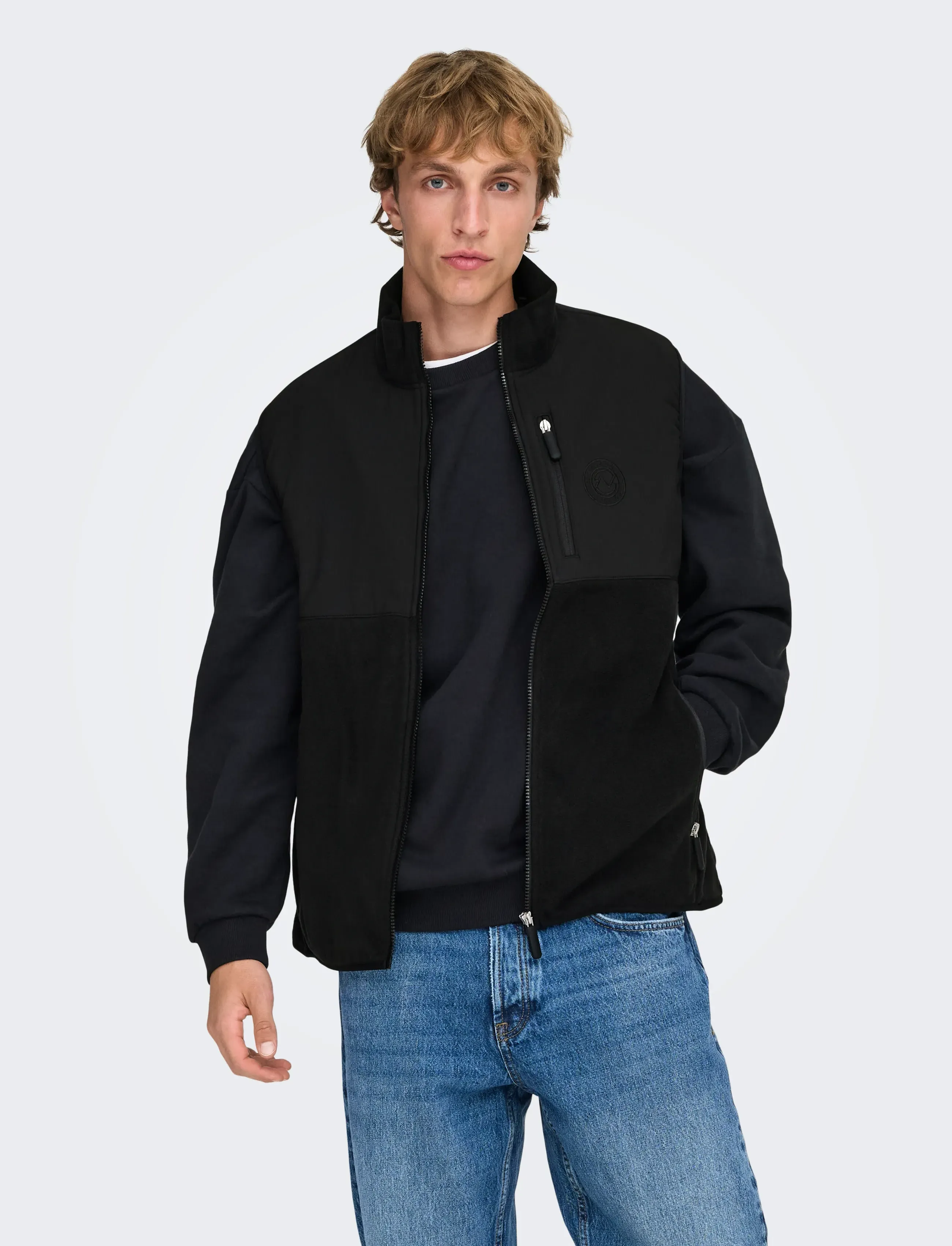 ONLY & SONS ONSCHUCKFLEECE VEST OTW - Looks for less - BLACK / black