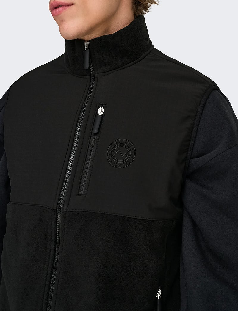 ONLY & SONS - ONSCHUCKFLEECE VEST OTW - veste - black - 4
