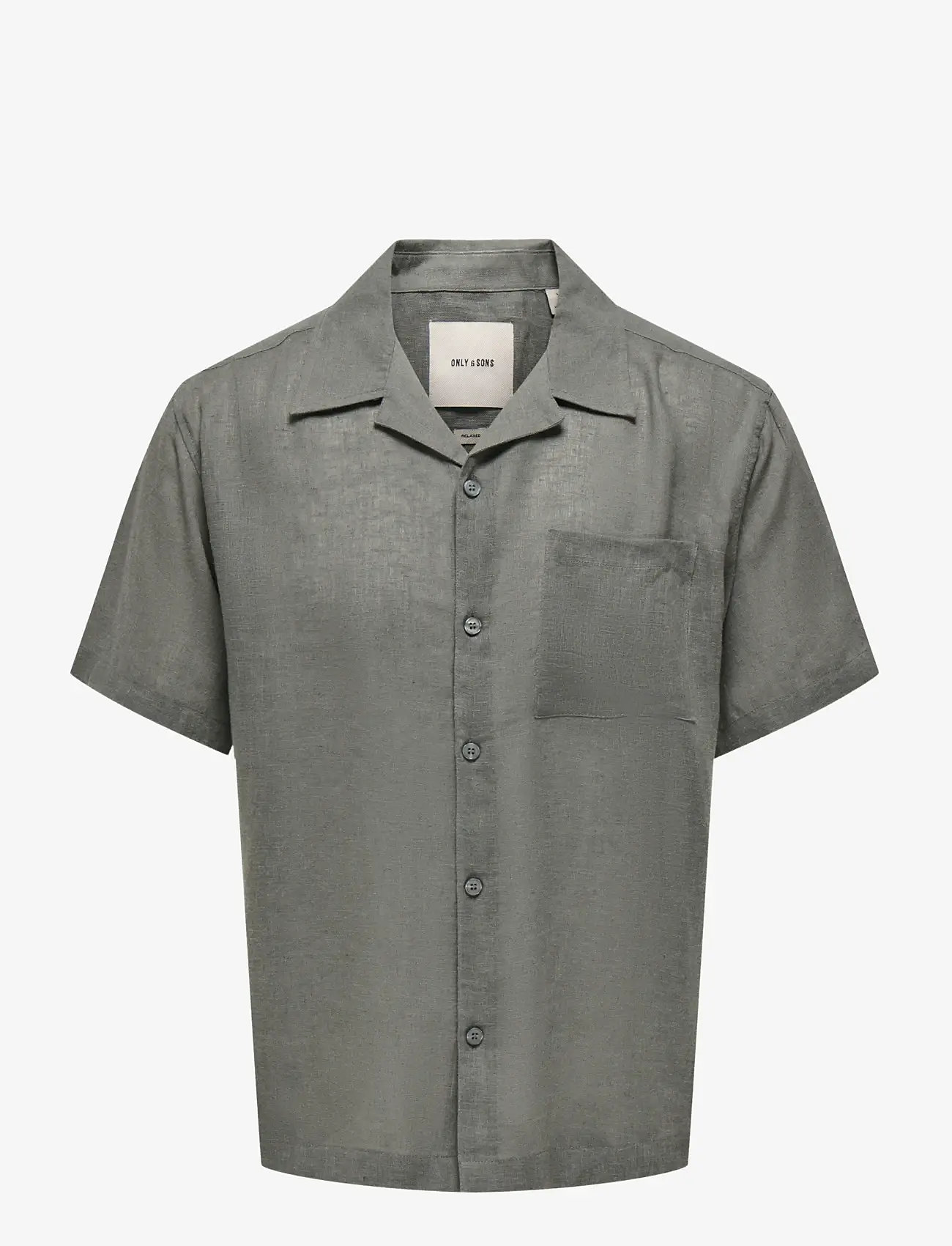 ONLY & SONS - ONSLAURENCE LINEN RESORT COLLAR SS NOOS - lininiai marškiniai - castor gray - 1