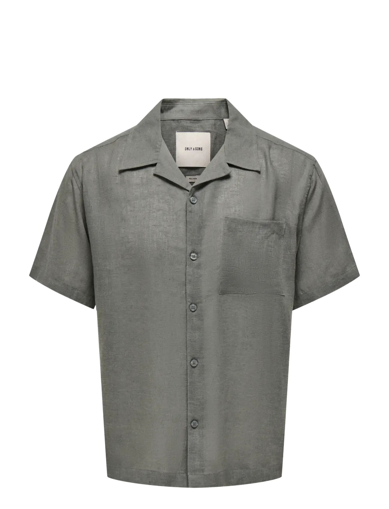 ONLY & SONS ONSLAURENCE LINEN RESORT COLLAR SS NOOS - Apģērbi - CASTOR GRAY / grey