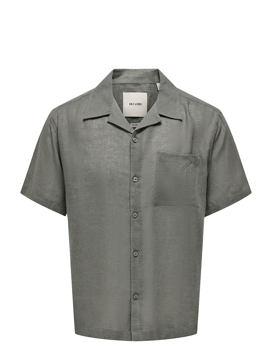 ONLY & SONS - ONSLAURENCE LINEN RESORT COLLAR SS NOOS - koszule lniane - castor gray - 1