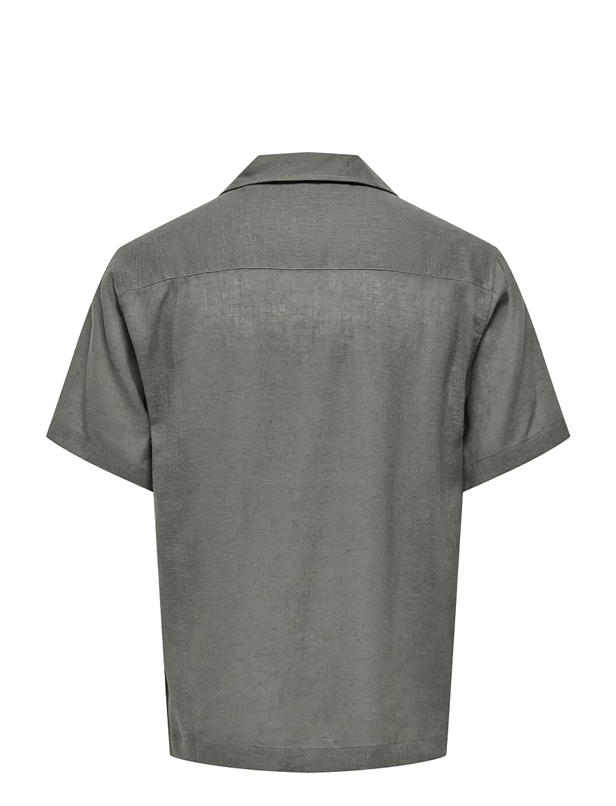 ONLY & SONS - ONSLAURENCE LINEN RESORT COLLAR SS NOOS - koszule lniane - castor gray - 2