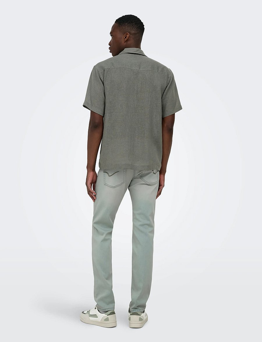 ONLY & SONS - ONSLAURENCE LINEN RESORT COLLAR SS NOOS - koszule lniane - castor gray - 3