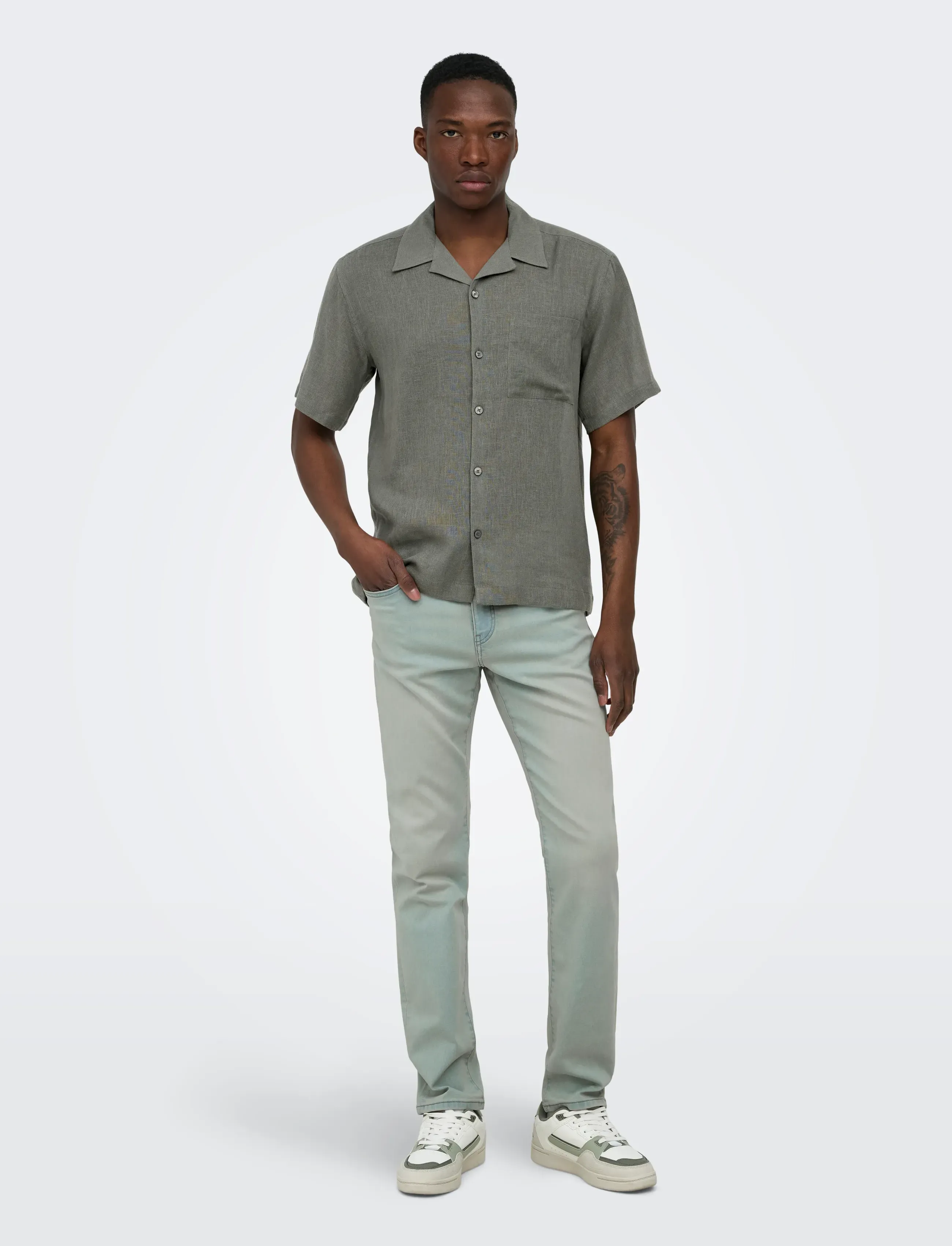 ONLY & SONS - ONSLAURENCE LINEN RESORT COLLAR SS NOOS - leinenhemden - castor gray - 4