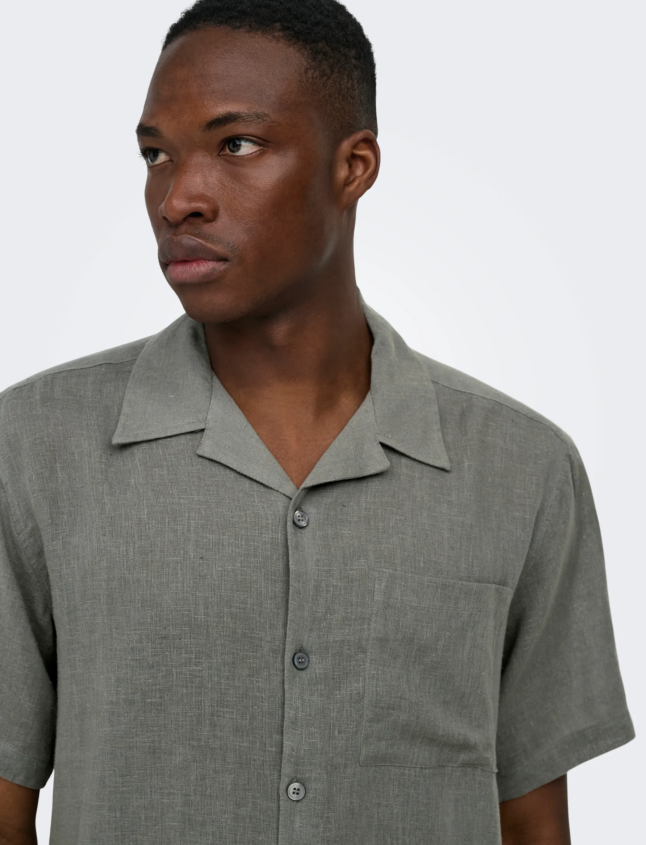 ONLY & SONS - ONSLAURENCE LINEN RESORT COLLAR SS NOOS - leinenhemden - castor gray - 5