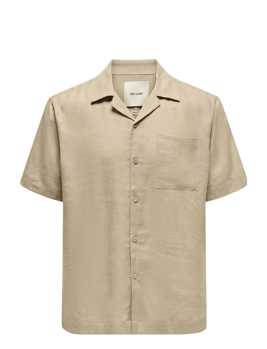 ONLY & SONS - ONSLAURENCE LINEN RESORT COLLAR SS NOOS - pellavakauluspaidat - chinchilla - 0