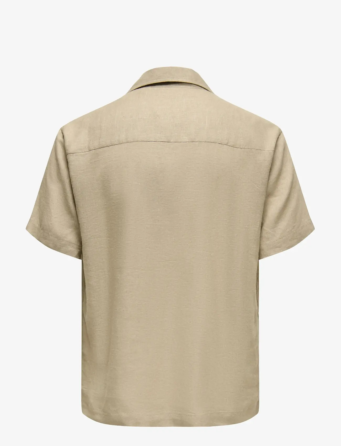 ONLY & SONS - ONSLAURENCE LINEN RESORT COLLAR SS NOOS - hørskjorter - chinchilla - 1