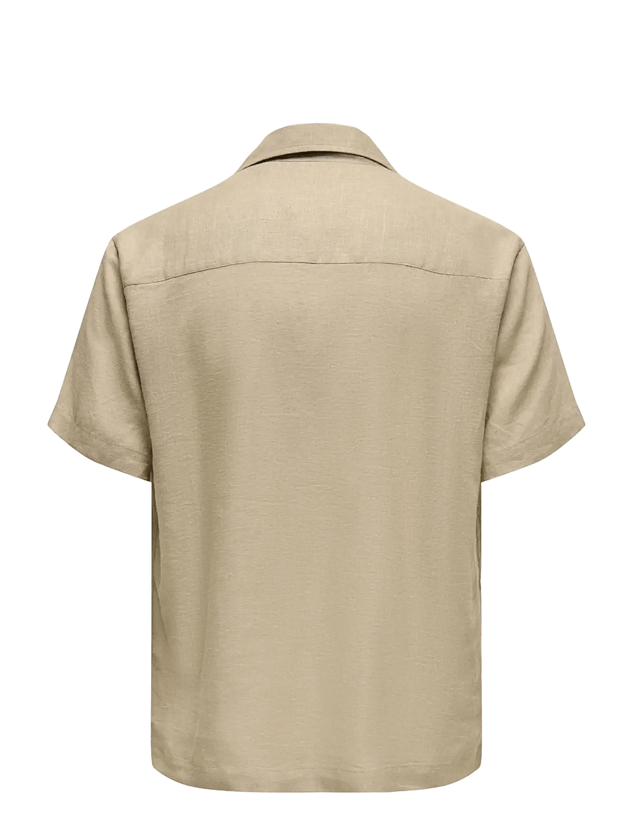 ONLY & SONS - ONSLAURENCE LINEN RESORT COLLAR SS NOOS - pellavakauluspaidat - chinchilla - 1