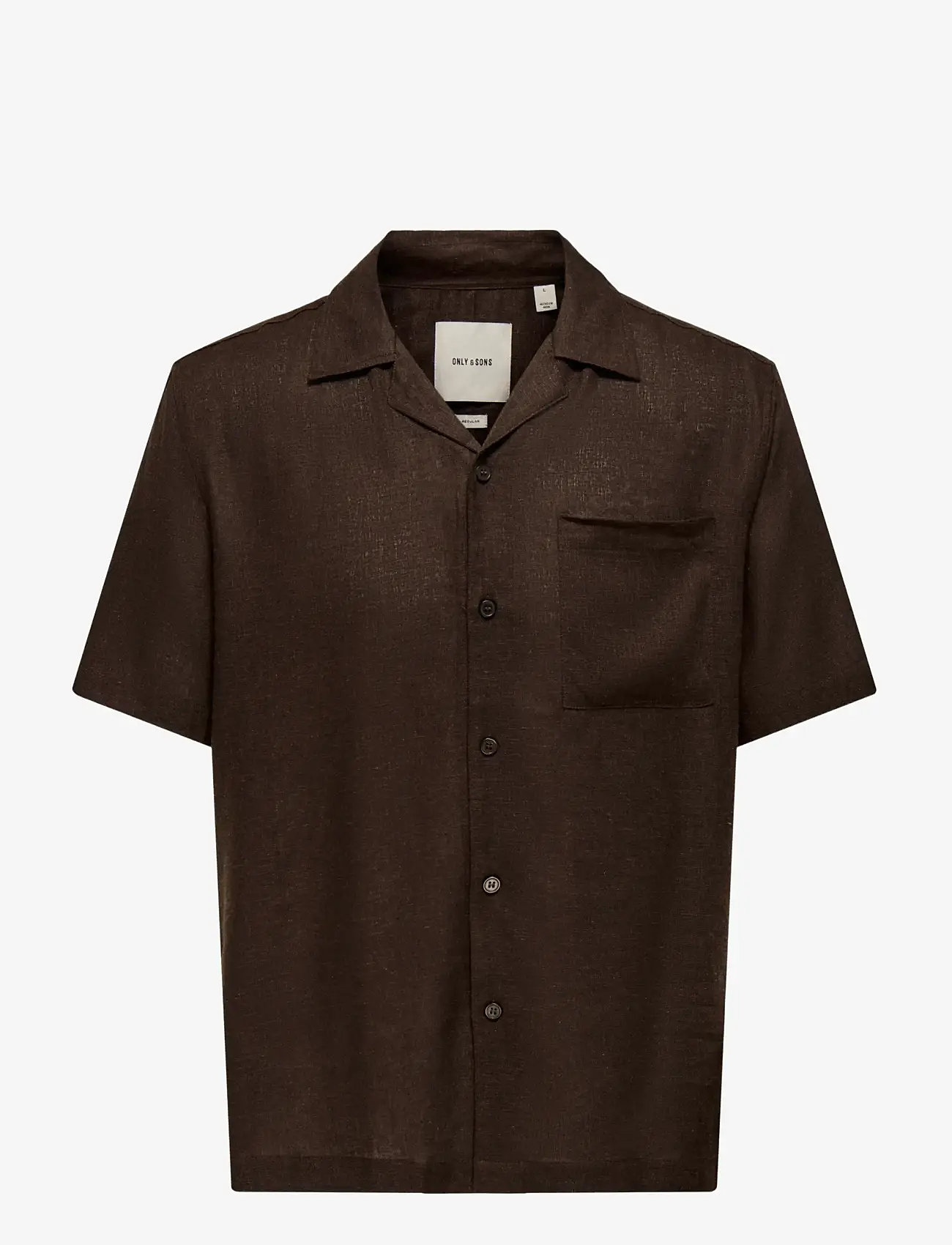 ONLY & SONS - ONSLAURENCE LINEN RESORT COLLAR SS NOOS - hørskjorter - coffee bean - 1