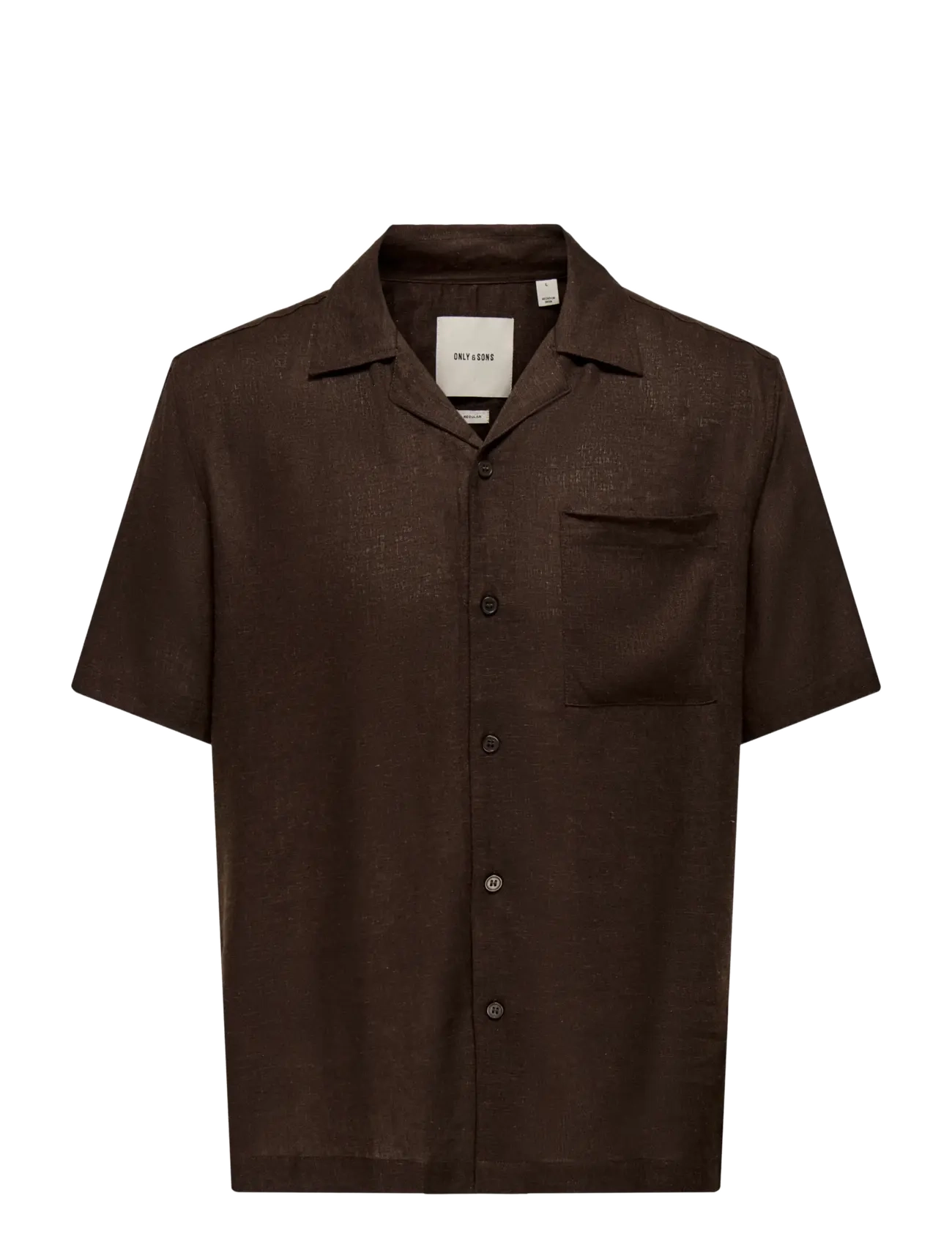 ONLY & SONS ONSLAURENCE LINEN RESORT COLLAR SS NOOS - Apģērbi - COFFEE BEAN / brown
