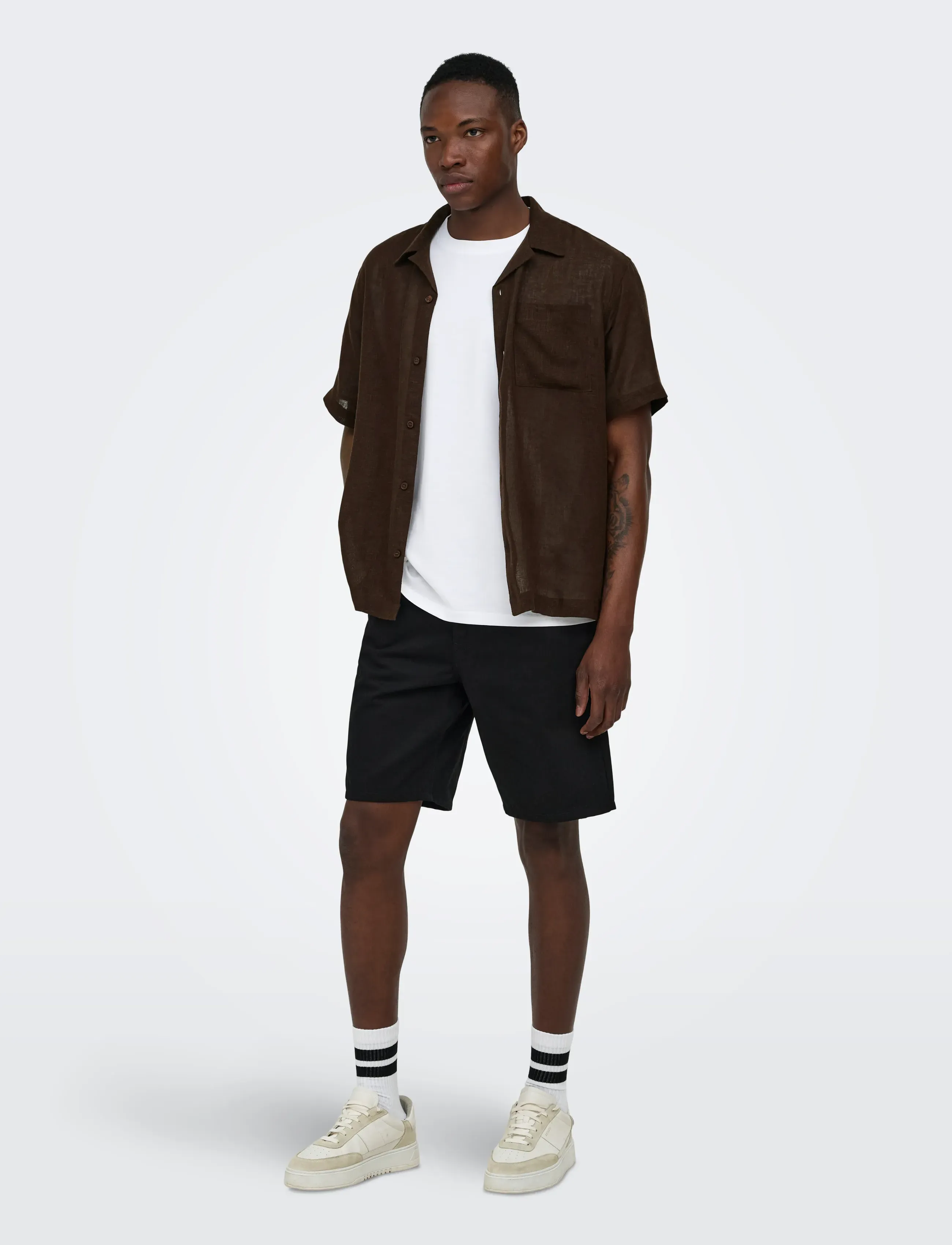 ONLY & SONS - ONSLAURENCE LINEN RESORT COLLAR SS NOOS - linased särgid - coffee bean - 4